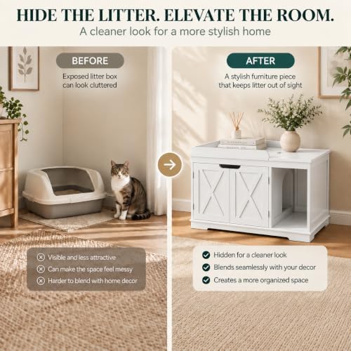 PUPETPO Cat Litter Box Furniture, Hidden Litter Box - Image 6
