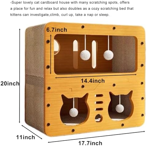 Cat Scratcher Cardboard House, 2 Floor Kitty Scratching Pad Lounger Bed - Image 2