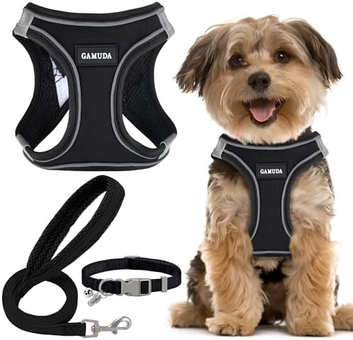 GAMUDA Small Dog Harness Collar and Leash Set, Step in No Chock No Pull Hemp by GAMUDACollarsCollection