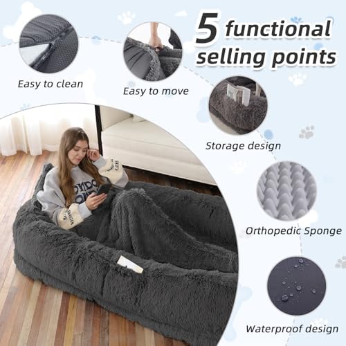 WROS Human Dog Bed for Adult, Dark Grey - Image 4