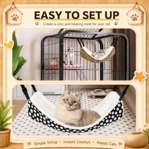 Jetec 2 Pack Cat Hammock for Cage, Leopard and Dot - Image 5
