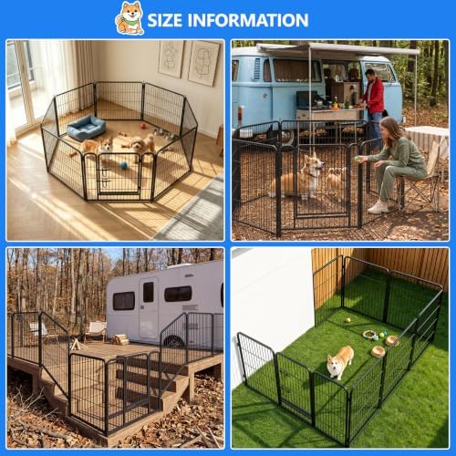 Dog Playpen Outdoor, 32 Inch Height 8 Panels Foldable Dog Pens Outside - Image 3