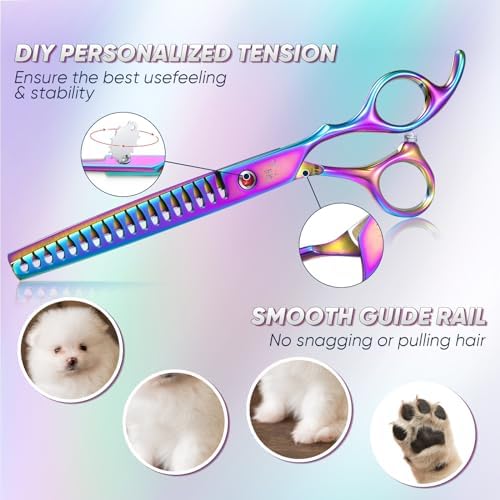 DRGSKL Rainbow Dog Thinning Shears, Offset Pet Grooming Scissors - Image 3