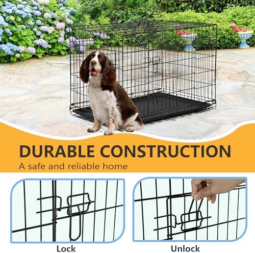 FDW | 36" Foldable Metal Dog Crate | Black | Cage - Image 3