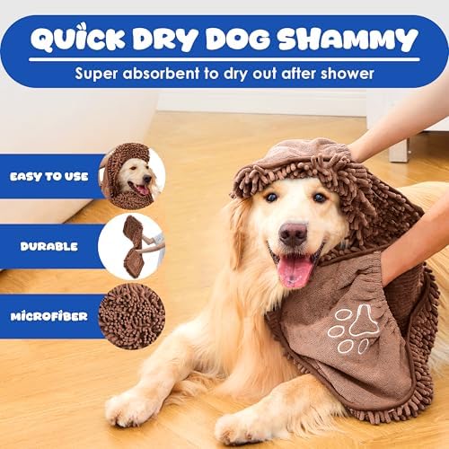 Dog Towel for Drying Dogs, Absorbent Microfiber Bath Towel, Hand Pockets - Image 2