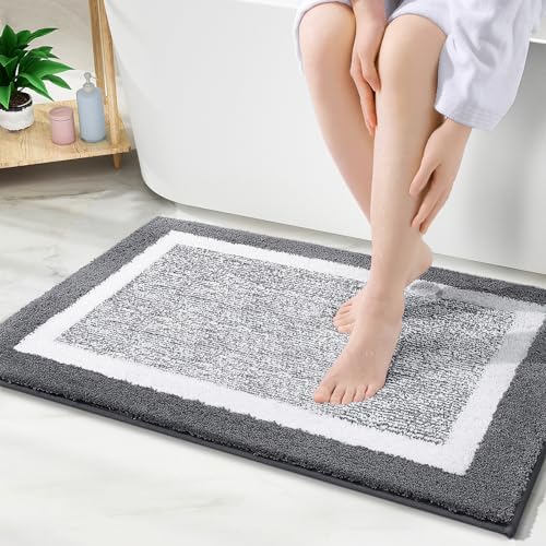 OLANLY Bathroom Rugs 30x20, Soft Absorbent Microfiber Bath Rugs, Dark Grey by OLANLY