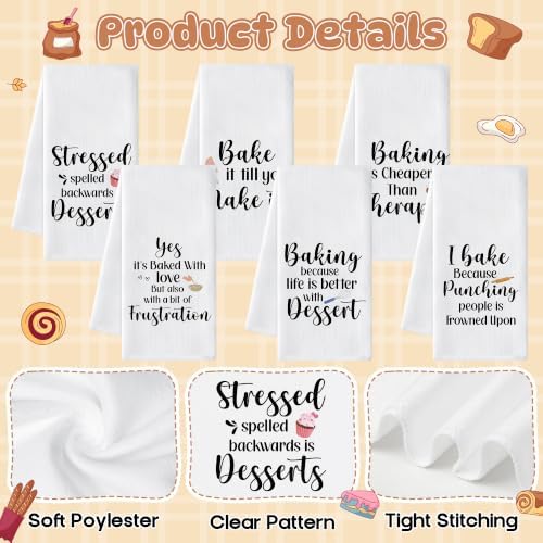 Funny Baking Hand Towels, 6 Pack Printed Dish Towels - Image 2