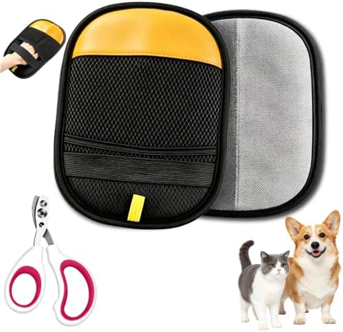 Pet Hair Removal Glove for Cat & Dog, Furniture Hair Remover & Nail Clipper by Unknown