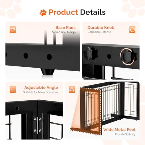 Bonnlo Free Standing Dog Gate, Wooden Adjustable Pet Fence Indoor, Christmas - Image 7
