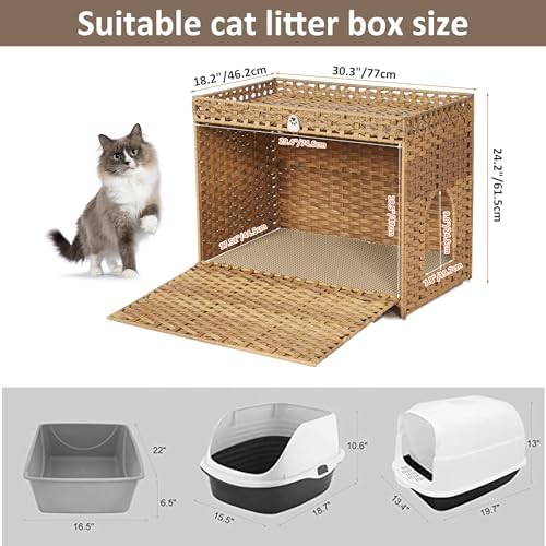 Cat Litter Box Enclosure with Door, Hidden Cat Washroom Furniture - Image 7