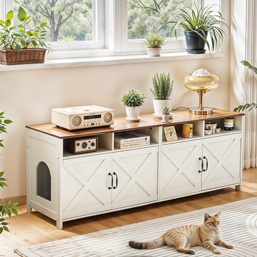 JnaflyHome 63" Double Cat Litter Box Enclosure by DesignedforYourHome