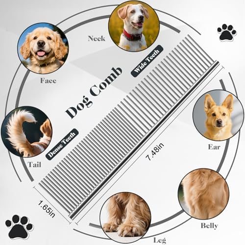 2PCS Slicker Brush for Dogs & Pet Comb, Professional Dog Grooming Brush - Image 4