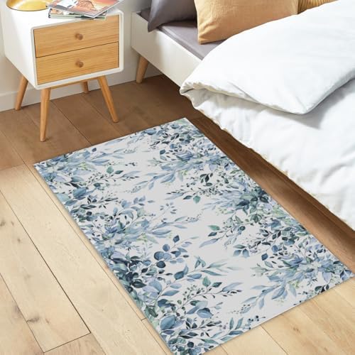 Giwawa Blue Eucalyptus Bath Rug Sage Leaves Bathtub Mat Extra Soft Absorbent - Image 2