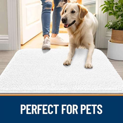 OLANLY Dog Door Mat for Muddy Paws 48x30, Super Absorbent Chenille Mud Mat - Image 6