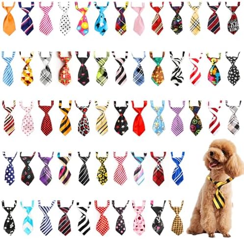 Segarty 60 PCS Small Dog Ties, Assorted Pattern Adjustable Pet Bow Ties for Small Dogs Bows Cats Grooming Bowties Puppy Neckties Festival Party Valentine Photography Birthday Gift Holiday Costumes by Segarty