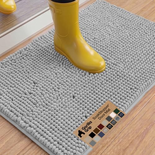 GORILLA GRIP SoakSTOPPER Dog Door Mat, Machine Wash and Dry, 36x24 Lt Gray by GorillaGrip