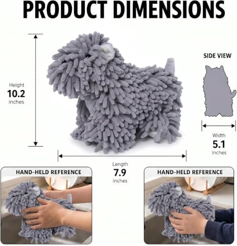 Chenille Dog Hand Towel Fuzzy Ball Dog Towel Animal Hand Towels - Image 2