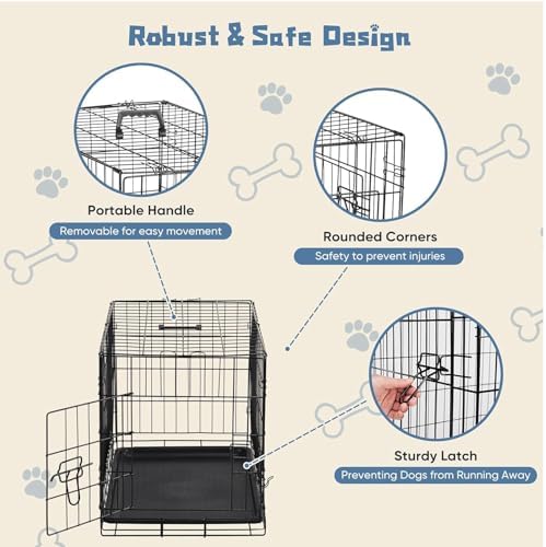 DUMOS Dog Crate 30 Inch, Foldable Puppy Small Medium Dog Cage Pet Kennel - Image 3