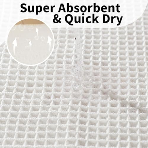 White Bathroom Rugs, Waffle Bath Mat Non Slip Washable - Image 6