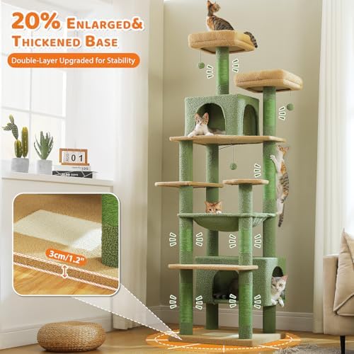 PAWZ Road 81" Cactus Cat Tree XXL Condo Hammock &2 Perches - Image 5