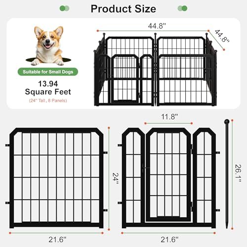 Indoor Dog Playpen, 24 Inch Metal Puppy Playpen, 8 Panels - Image 2