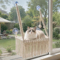 Boho Macrame Cat Window Perch, Cat Window Hammock, 17.7”-11.8”-Metal Frame Beds by Kazazoo
