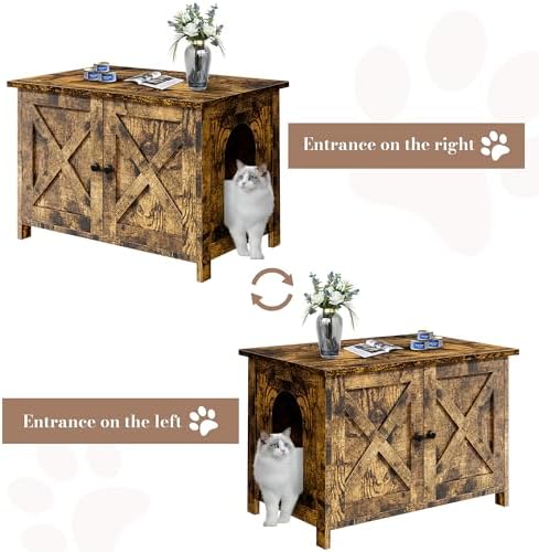JY QAQA Cat Litter Box Enclosure, Litter Box Furniture Hidden - Image 4