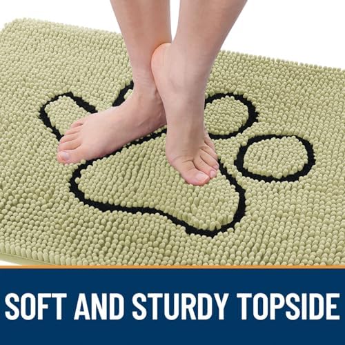 OLANLY Dog Door Mat for Muddy Paws 36x24, Paw Print Design Chenille Mud Mat - Image 4