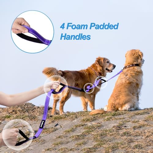 PetBonus Double Dog Leash, No Tangle Dual Leash, Reflective Walking Training - Image 3