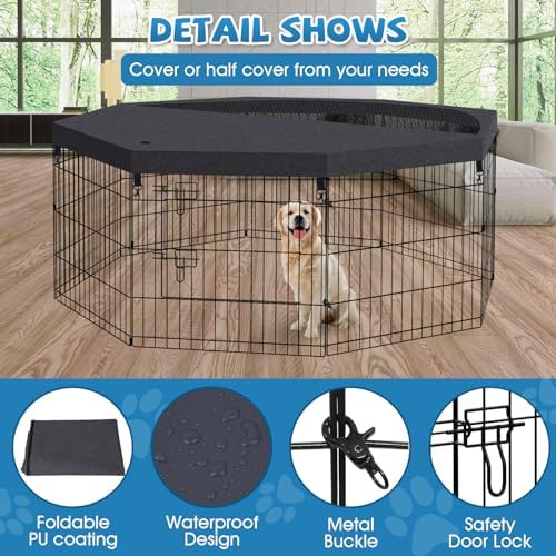 Artmalle 24"H Dog Playpen, 8 Panel Rustproof Metal Pen - Image 4