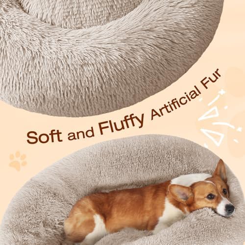 JOLLYVOGUE Dog Beds Large Sized Dog, Calming Anti-Anxiety Dog Bed, Fluffy Donut - Image 3
