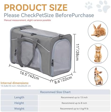Petsfit Airline Cat Carrier for Small Cats, Two-Way Placement - Image 2