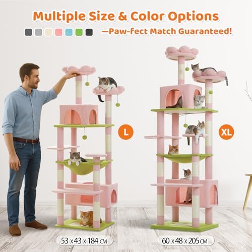 PAWZ Road 81" Flower Cat Tree Large Condo Hammock &2 Perches - Image 2