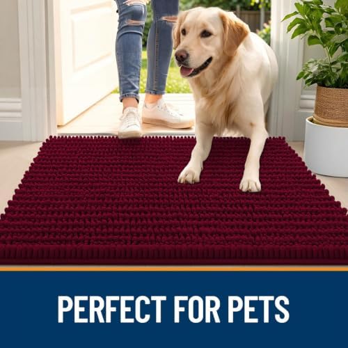 OLANLY Dog Door Mat for Muddy Paws 30x20, Ultra-Absorbent Chenille Mud Mat - Image 6