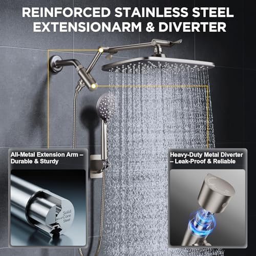 Veken Brushed Nickel 11.8" Shower Head - Image 2