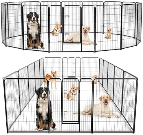 DUMOS Dog Playpen 40 Inch 16 Panels Indoor Outdoor Metal Pet Fence by DumosLifestyle