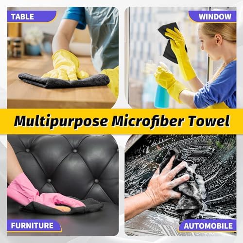 Microfiber Cleaning Cloth, 100 Pack Black Cleaning Rags Microfiber Towel Bulk - Image 7