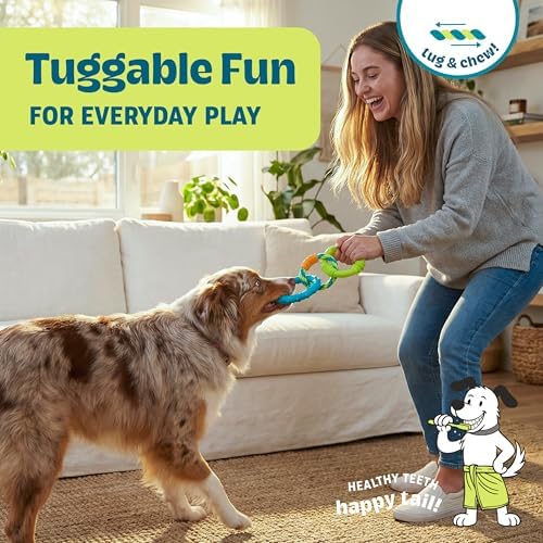 Pupstages Dental Links Dog Chew Toy, Textured Rings & Woven Rope - Image 2