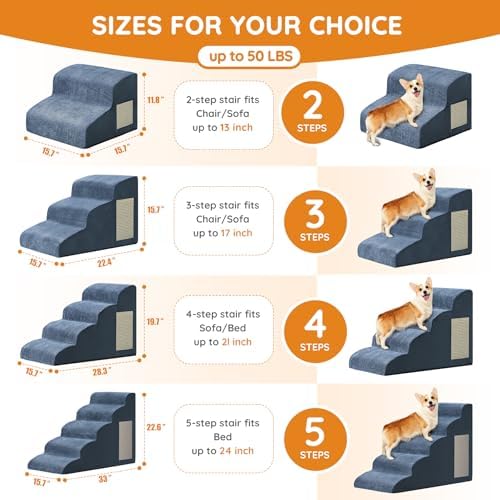 Ahpmeoa Dog Stairs for Small Dogs 11.8" H, Dog Ramp for Bed - Image 2
