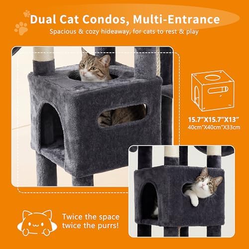 Heybly Cat Tree, 74.8-Inch Spacious & Tall Cat Tower - Image 5