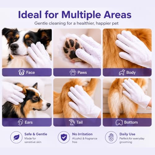 LEVOS 6PCS Pet Glove Dog Cats Wipes Paws and Butt Bath Waterless Cleaning - Image 4