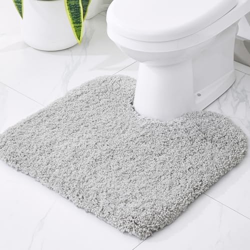 Disolla Toilet Rug 22x24 Gray, Non-Slip Soft Toilet Mat U-Shaped Washable by Disolla