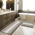BSICPRO Bathroom Rugs Sets 2 Piece, Non Slip Striped Bath Mats by BSICPRO