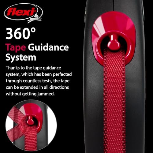 FLEXI® New Classic Tape Retractable Dog Leash, Medium 16ft -Black Red - Image 5