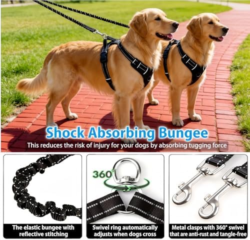 Dual Retractable Dog Leash for 2 Large Dogs, One-button Break and Lock - Image 6