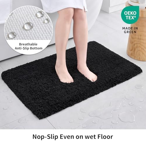 Disolla Black Bathroom Rugs 24x48, Non-Slip Plush Thick Bath Mat - Image 3