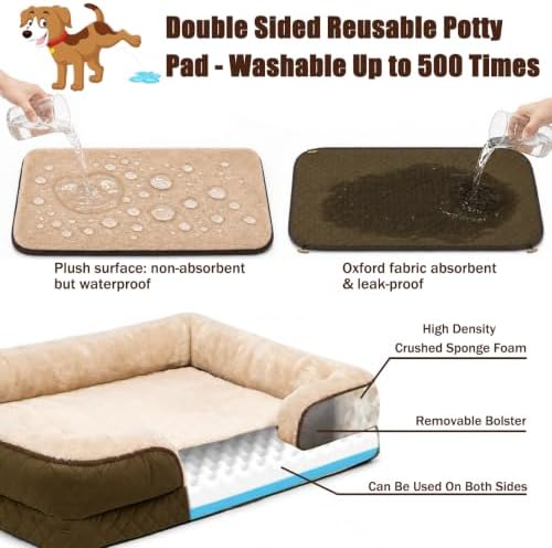 Large Dog Sofa Bed with Reusable Potty Pad - Image 2