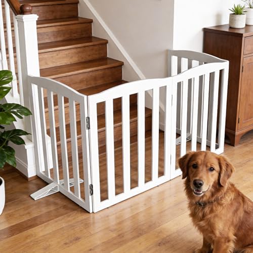 Freestanding Dog Gate Indoor, Doggie Gate Foldable Dog Gates - Image 3