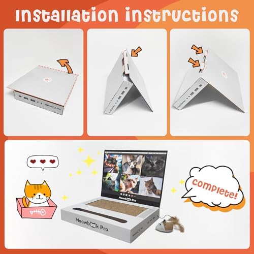 2PCS Cat Scratcher Laptop with 'Mouse' Jingle Ball, 3-in-1 Cardboard Cat - Image 5