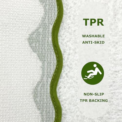 Cute Green Scalloped Bathroom Runner Rug, Fun Plush Luxury Microfiber Bath Rug - Image 7